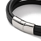 bracelets multibrins pour hommes avec cordon en cuir pu noir(BJEW-K243-12AS)-3