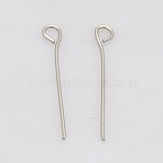 Tarnish Resistant 201 Stainless Steel Eye Pin, Stainless Steel Color, 40mm, Hole: 2mm, Pin: 0.6mm(STAS-N017-01-0.6x40mm)