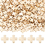 600Pcs CCB Plastic Beads, Cross, Light Gold, 8x8x3.5mm, Hole: 1.4mm(CCB-PA0001-17KCG)