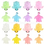 80Pcs 16 Styles Luminous Resin Sea Turtle Figurine Decoration, Glow in the Dark Ornaments, Mixed Color, 19.8~26x17.3~22x7.2~9mm, 5pcs/style(FIND-CJ0003-49)