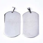 304 Stainless Steel Pendants, Stamping Blank Tag, with Snap On Bails, Rectangle, Stainless Steel Color, 49x28x2mm, Hole: 9x5mm(X-STAS-N087-39)