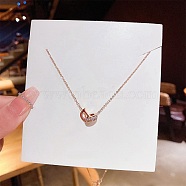 Titanium Steel Cable Chain Necklaces, Rhinestone Pendant Necklaces, Letter D, 8.27~19.69 inch(21~50cm)(FS-WG30730-34)