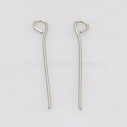 201 Stainless Steel Eye Pin, Stainless Steel Color, 40mm, Hole: 2mm, Pin: 0.6mm(STAS-N017-01-0.6x40mm)
