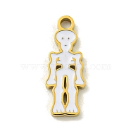 Halloween Theme Ion Plating(IP) 304 Stainless Steel Enamel Pendants, Golden, Skeleton, 15x6x1.5mm, Hole: 1.4mm(STAS-M011-04E)