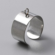 304 Stainless Steel Open Cuff Finger Ring Components, Loop Ring Base, Stainless Steel Color, US Size 8 1/2(18.5mm), 10mm, Hole: 2.4mm(STAS-WH0029-40B-P)