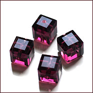 Imitation Austrian Crystal Beads, Grade AAA, Faceted, Cube, Purple, 5~5.5x5~5.5x5~5.5mm(size within the error range of 0.5~1mm), Hole: 0.7~0.9mm(SWAR-F074-6x6mm-11)