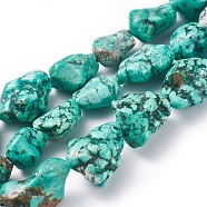 Natural Magnesite Beads Strands, Dyed, Nuggets, Medium Turquoise, 10~23x5~15mm, Hole: 1mm(G-G782-15A)