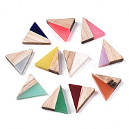 Translucent Opaque Resin & Wood Cabochons, Triangle, Mixed Color, 15x14.5x3mm(X-CRES-N028-001A)
