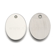 201 Stainless Steel Oval Stamping Blank Tag Pendants, Stainless Steel Color, 30x22x1mm, Hole: 3mm(STAS-S031-04)