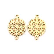 Baroque Style Zinc Alloy Connector Charms, Cadmium Free & Lead Free, Flat Round, Light Gold, 20x15x1mm, Hole: 1.2mm(FIND-TAC0015-01LG)