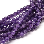 Natural Amethyst Round Bead Strands, 8mm, Hole: 1mm, about 49pcs/strand, 16 inch(G-P072-48-8mm)