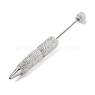 Iron Beadable Pen, Ball-Point Pen, with Polymer Clay Rhinestone, for DIY Personalized Pen with Jewelry Beads, Crystal, 145x15mm(AJEW-K049-01K)