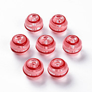 Transparent Glass Beads, with Enamel, Round, Red, 12x11.5mm, Hole: 1.5~1.8mm(GLAA-N049-001B)