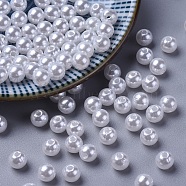 Imitation Pearl Acrylic Beads, Dyed, Round, White, 6x5.5mm, Hole: 1.5~2mm, about 4500pcs/pound(PL609-22)
