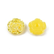 Opaque ABS Plastic Beads, Half Drilled, Flower, Yellow, 15x16x6.5mm, Hole: 1.2mm(KY-G019-02J)
