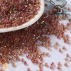 Glass Seed Beads, Opaque Colours Rainbow, Cylinder, Sienna, 2.5x2mm, Hole: 1.4mm(X-SEED-S042-13A-17)