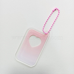 Gradient Acrylic Disc Pendant Decoration, with Ball Chains, for DIY Keychain Pendant Ornaments, Mobile Phone Shape, Pink, 70x40mm(PW-WG98196-03)