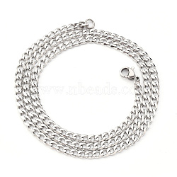 Non-Tarnish Men's 201 Stainless Steel Cuban Chain Necklace, with Lobster Claw Clasp and Jump Rings, Stainless Steel Color, Link: 3.5x3x0.8mm, 19.68 inch(50cm)(NJEW-R257-001A-P)