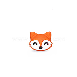 Cartoon Fox Silicone Beads, Chewing Beads For Teethers, DIY Nursing Necklaces Making, Chocolate, 26.5x24x9.5mm, Hole: 3mm(FIND-SZC0014-073)