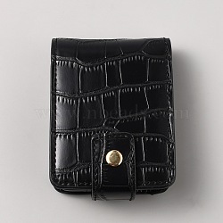 PU Leather Lipstick Storage Bags, Portable Lip Balm Organizer Holder for Women Ladies, Clutch Bag with Mirror, Black, 105~208x76x27mm(WH-WG89492-01)