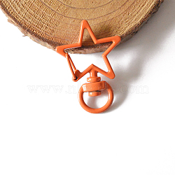 Spray Painted Alloy Swivel Snap Hooks Clasps, Star, Dark Orange, 3.4cm(KEYC-PW0001-01H)