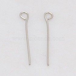 Tarnish Resistant 201 Stainless Steel Eye Pin, Stainless Steel Color, 40mm, Hole: 2mm, Pin: 0.6mm(STAS-N017-01-0.6x40mm)