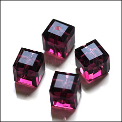 Imitation Austrian Crystal Beads, Grade AAA, Faceted, Cube, Purple, 5~5.5x5~5.5x5~5.5mm(size within the error range of 0.5~1mm), Hole: 0.7~0.9mm(SWAR-F074-6x6mm-11)