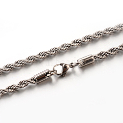 304 Stainless Steel Rope Chain Necklaces, Stainless Steel Color, 23.6 inch(59.9cm), 4mm(STAS-M174-013P)