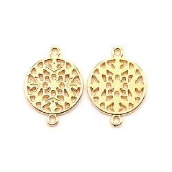 Baroque Style Zinc Alloy Connector Charms, Cadmium Free & Lead Free, Flat Round, Light Gold, 20x15x1mm, Hole: 1.2mm(FIND-TAC0015-01LG)