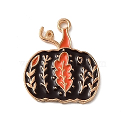 Thanksgiving Day Golden Tone Alloy Enamel Pendants, Pumpkin, 22.5x19x1.5mm, Hole: 1.8mm(ENAM-M002-02H-G)