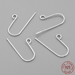 Sterling Silver Earring Hooks, Silver, 12.5~14x8mm, Hole: 1.5mm, 21 Gauge, Pin: 0.7mm(STER-G011-21)