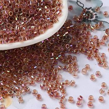 Glass Seed Beads, Opaque Colours Rainbow, Cylinder, Sienna, 2.5x2mm, Hole: 1.4mm