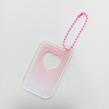 Gradient Acrylic Disc Pendant Decoration, with Ball Chains, for DIY Keychain Pendant Ornaments, Mobile Phone Shape, Pink, 70x40mm