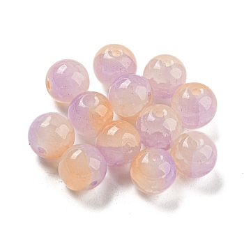 Transparent Spray Painting Crackle Glass Beads, Round, Lilac, 10mm, Hole: 1.6mm, 200pcs/bag