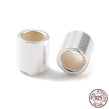 925 Sterling Silver Spacer Tube Beads, Column, Silver, 2x2mm, Hole: 1.5mm, about 357pcs(10g)/bag+