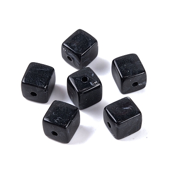 Acrylic Bead, Imitation Jade, Cube, Black, 9x8x8mm, Hole: 2mm, 833pcs/500g