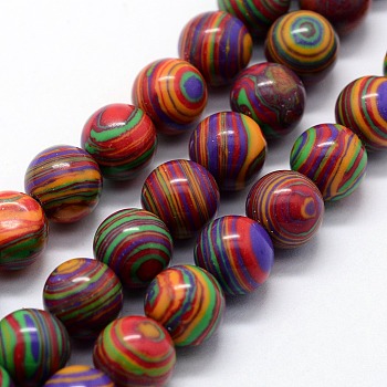 Synthetic Malachite Beads Strands, Dyed, Round, Colorful, 10mm, Hole: 1mm, about 38pcs/strand,  14.96 inch(38cm)