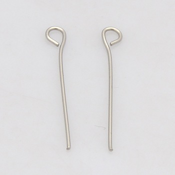 201 Stainless Steel Eye Pin, Stainless Steel Color, 40mm, Hole: 2mm, Pin: 0.6mm