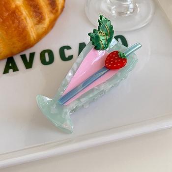 Cellulose Acetate Claw Hair Clips, Strawberry, 92x45mm