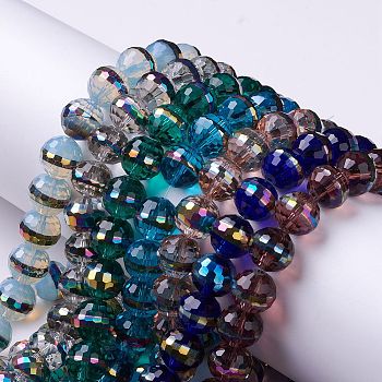 Transparent Glass Beads Strands, Faceted, Rondelle, Mixed Color, 11.5x11mm, Hole: 1.4mm, about 33pcs/strand, 12.60~14.17''(32~36cm)