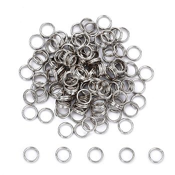 Brass Split Rings, Double Loops Jump Rings, Platinum, 6x1.5mm, Hole: 1mm, about 5mm inner diameter, about 480pcs/50g