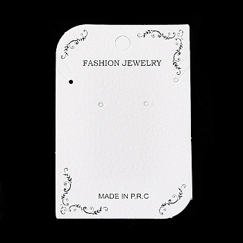Paper Jewelry Display Cards, Necklace Earring Display Cards, Rectangle, WhiteSmoke, 7.5x5.1x0.05cm, Hole: 6mm and 2mm