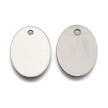 201 Stainless Steel Oval Stamping Blank Tag Pendants, Stainless Steel Color, 30x22x1mm, Hole: 3mm