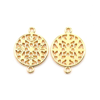 Baroque Style Zinc Alloy Connector Charms, Cadmium Free & Lead Free, Flat Round, Light Gold, 20x15x1mm, Hole: 1.2mm