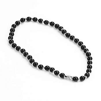 Stainless Steel Black Imitation Pearl Necklaces for Unisex 