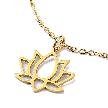 201 Stainless Steel Pendant Necklaces, Flower, Golden, 15.55 inch(39.5cm)