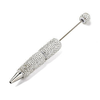 Iron Beadable Pen, Ball-Point Pen, with Polymer Clay Rhinestone, for DIY Personalized Pen with Jewelry Beads, Crystal, 145x15mm