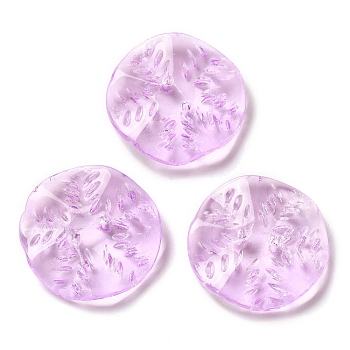 Transparent Glass Beads, Round with Leaf, Orchid, 25.5x5.5mm, Hole: 1.6mm