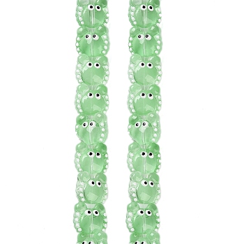 Handmade Lampwork Beads Strands, with Enamel, Crab, Light Green, 12~13x13~14x6~7mm, Hole: 1mm, about 30pcs/strand, 13.39 inch(34cm)