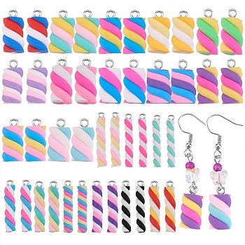 44Pcs 22 Style Handmade Polymer Clay Pendants, with Platinum Tone Iron Finding, Marshmallow, Mixed Color, 2pc/style